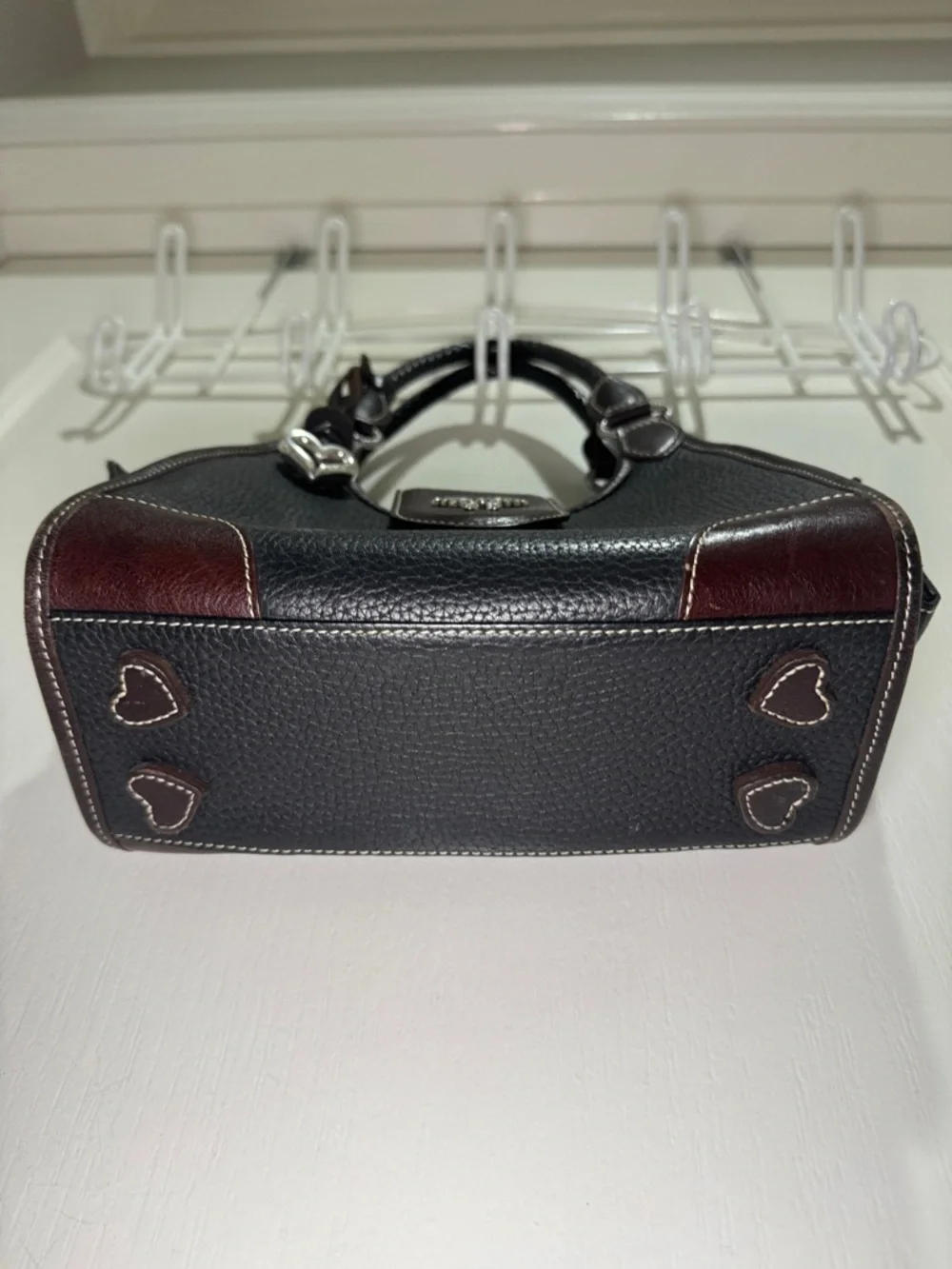 BRIGHTON Cheryl H30549 Black Brown Leather Small Handbag EUC KL $200